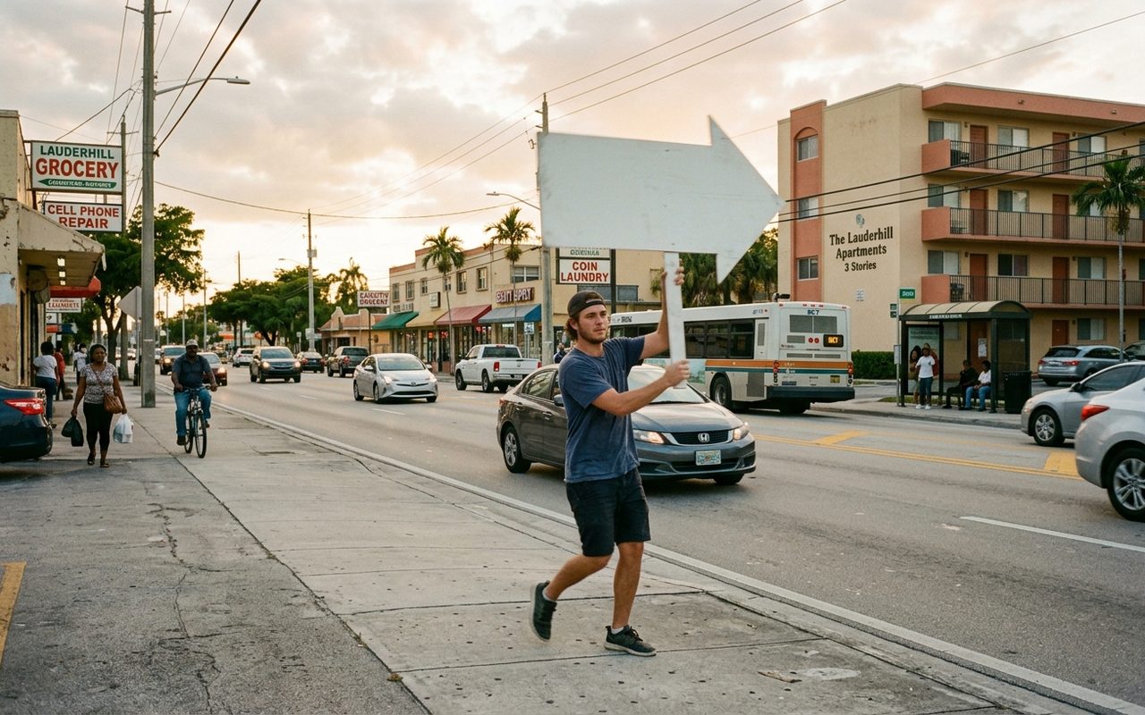 Street advertising setting typical of Lauderhill, Broward County