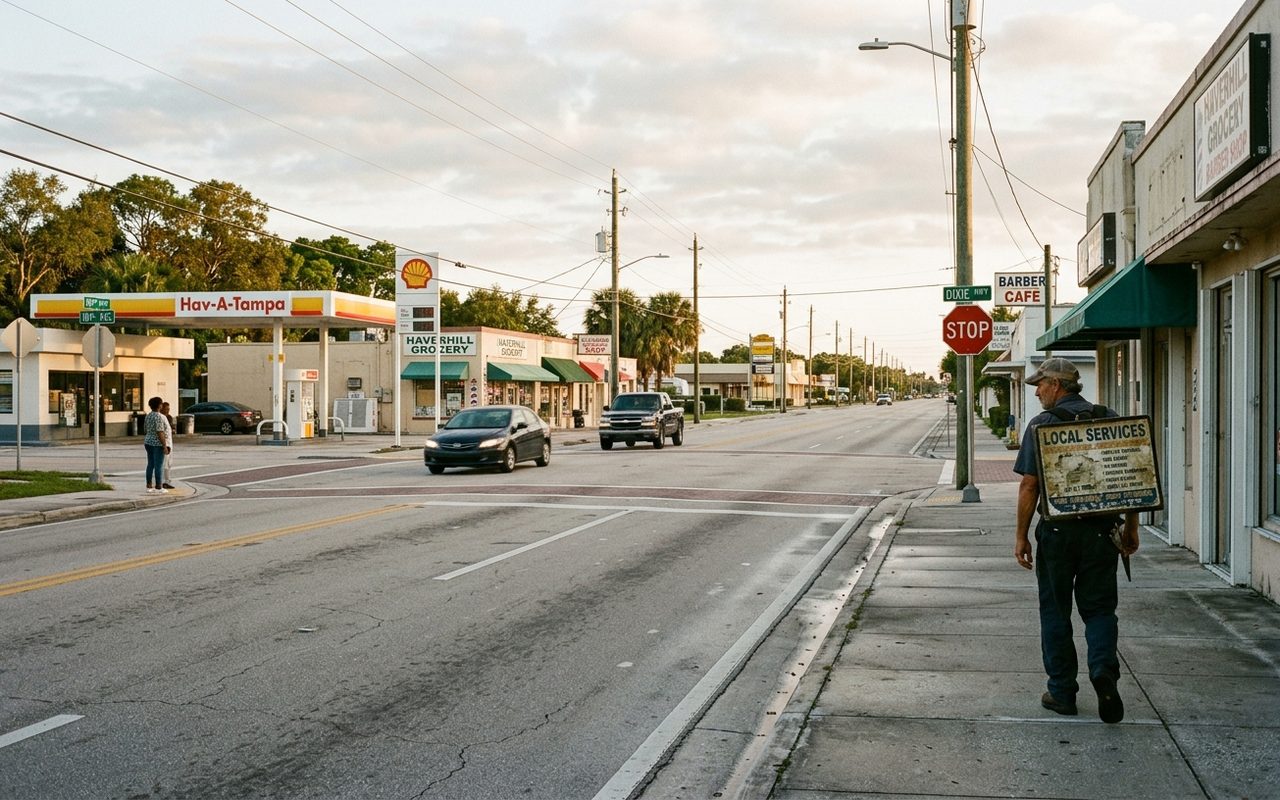 Street advertising setting typical of Haverhill, Palm Beach County