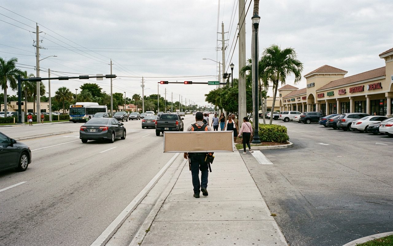 Street advertising setting typical of Pembroke Pines, Broward County