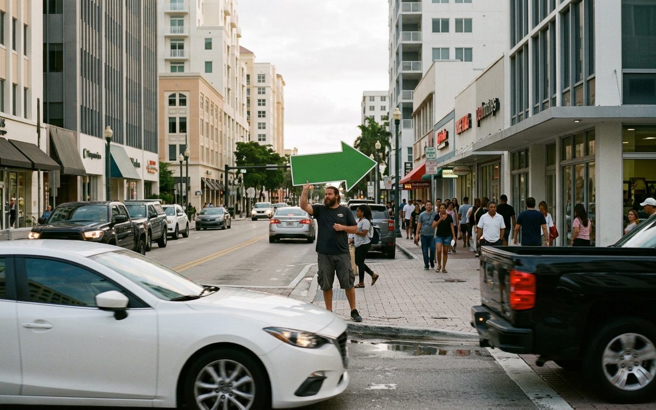 Street advertising setting typical of Fort Lauderdale, Broward County