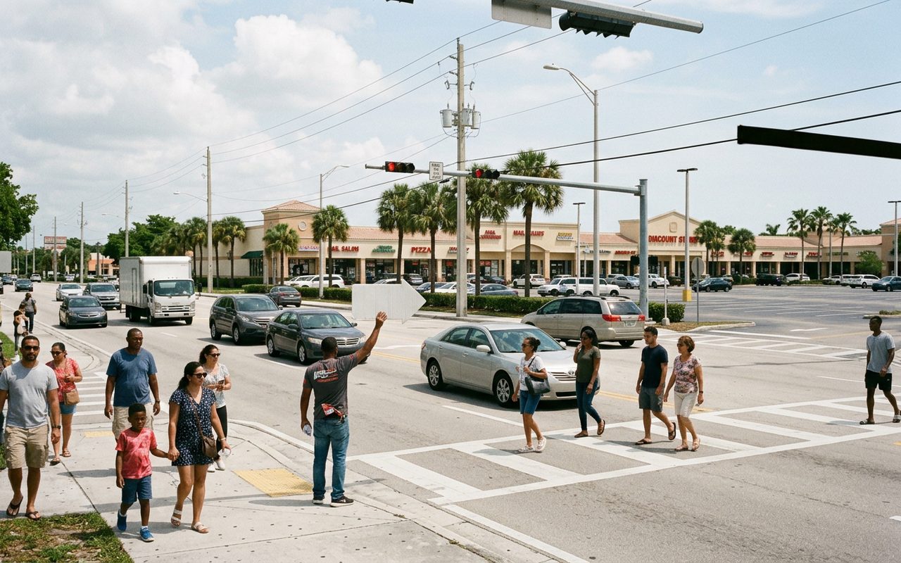 Street advertising setting typical of Aventura, Miami-Dade County