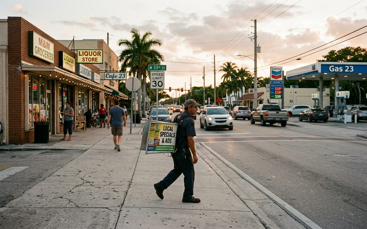 Street setting near Indian Creek, Miami-Dade County