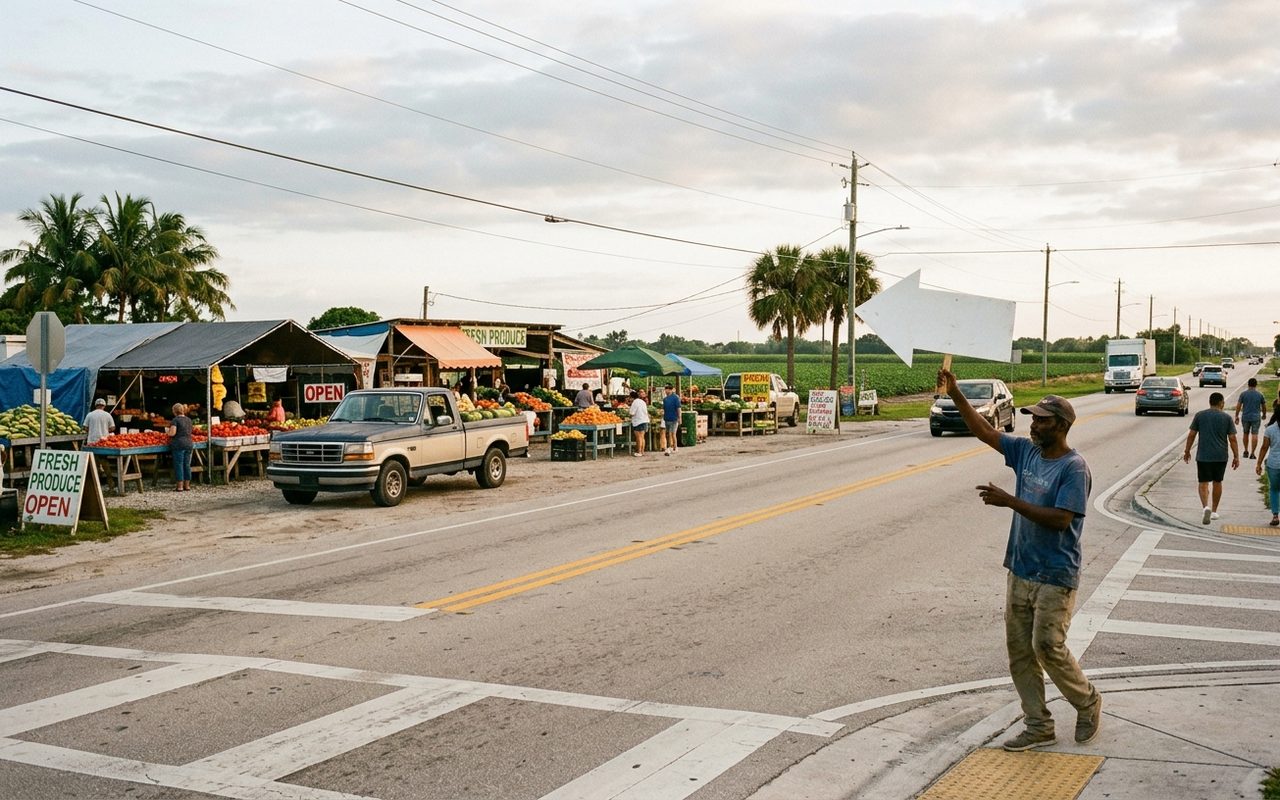 Street advertising setting typical of Florida City, Miami-Dade County