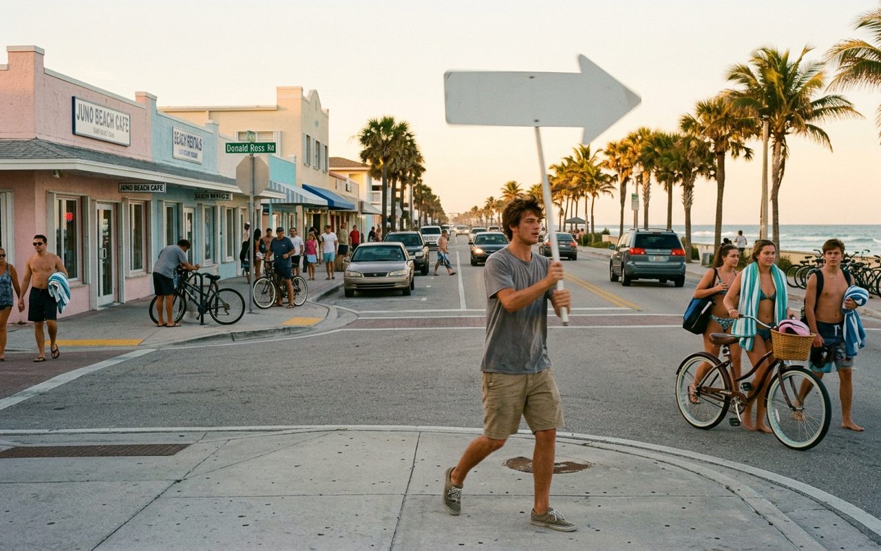 Street advertising setting typical of Juno Beach, Palm Beach County