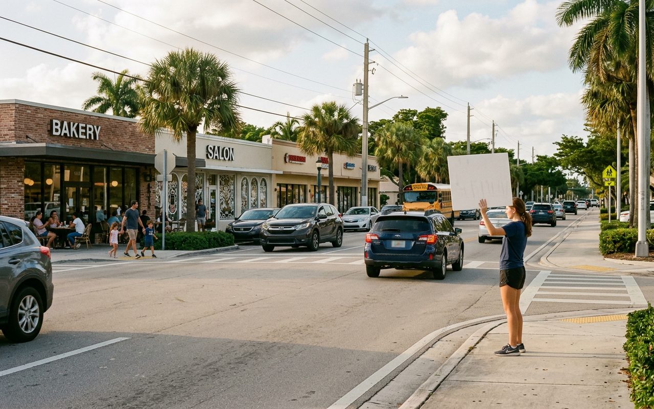 Street advertising setting typical of Pinecrest, Miami-Dade County