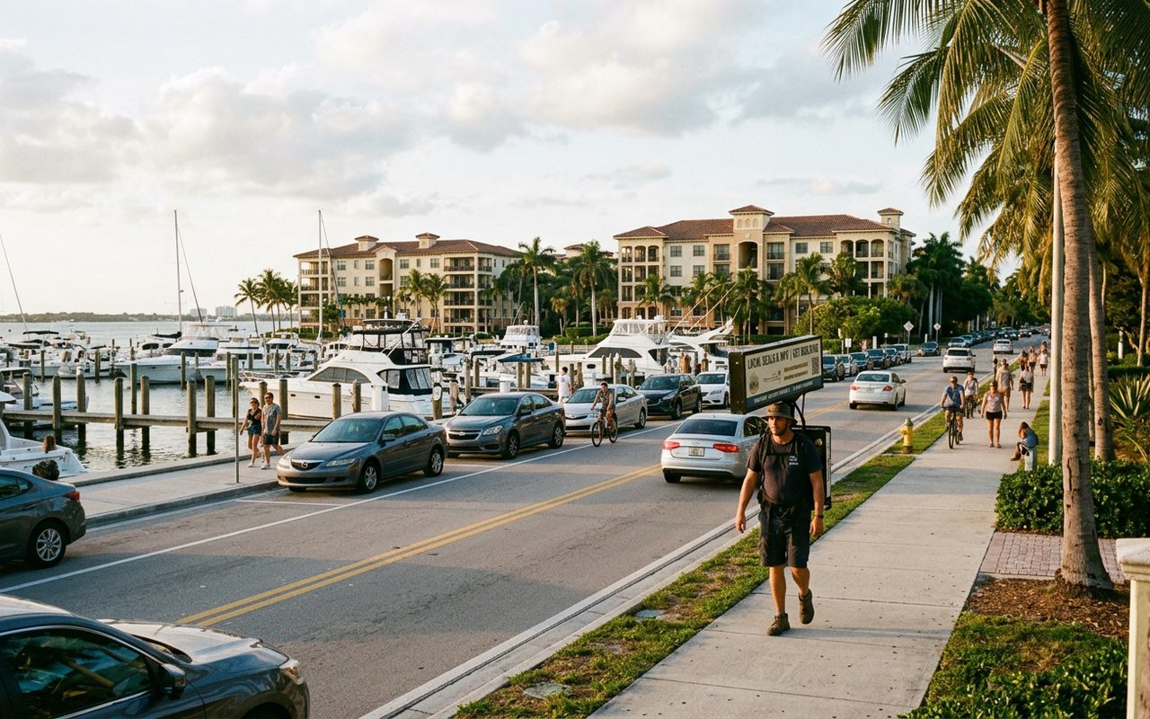 Street advertising setting typical of Key Biscayne, Miami-Dade County