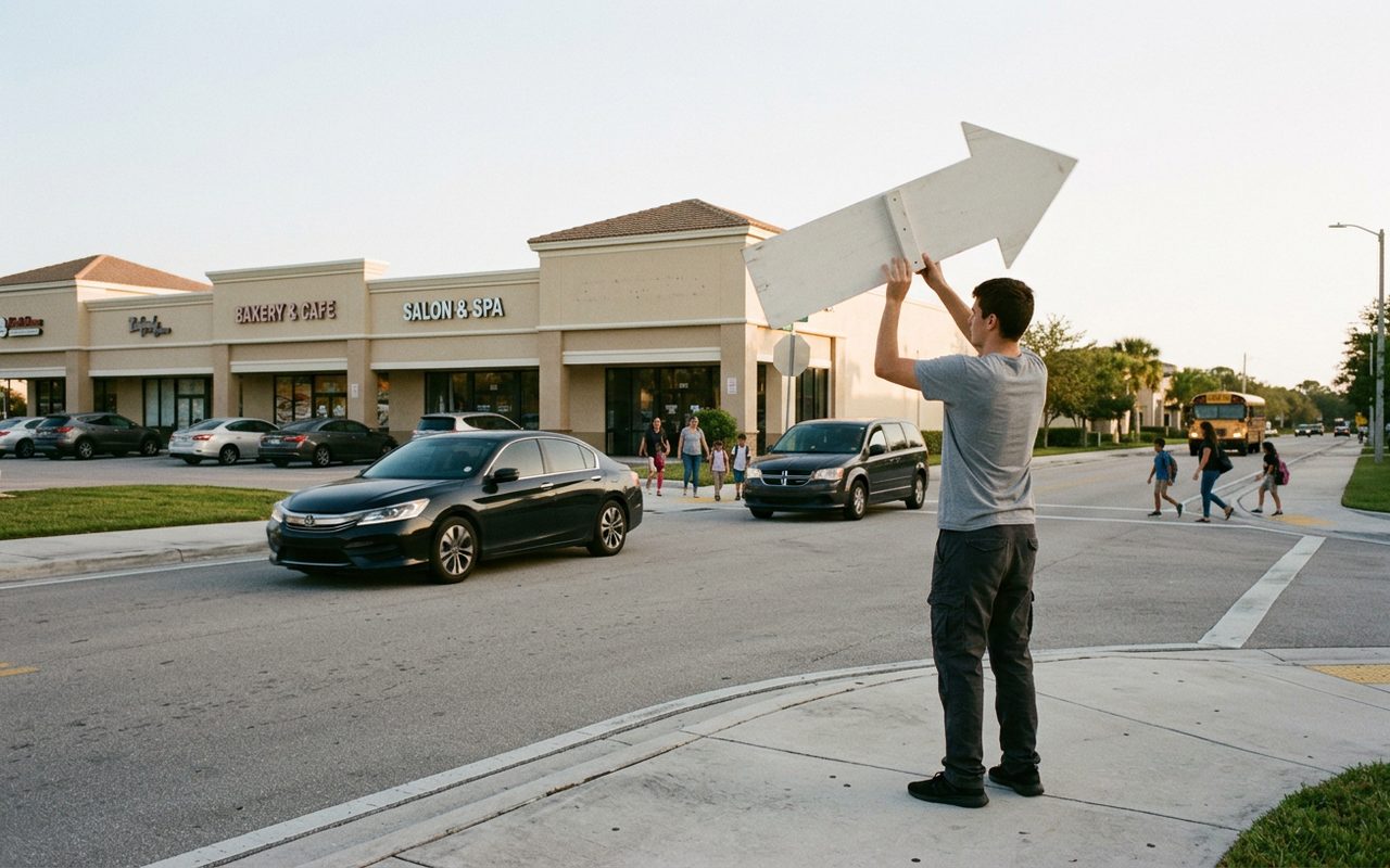 Street advertising setting typical of Westlake, Palm Beach County