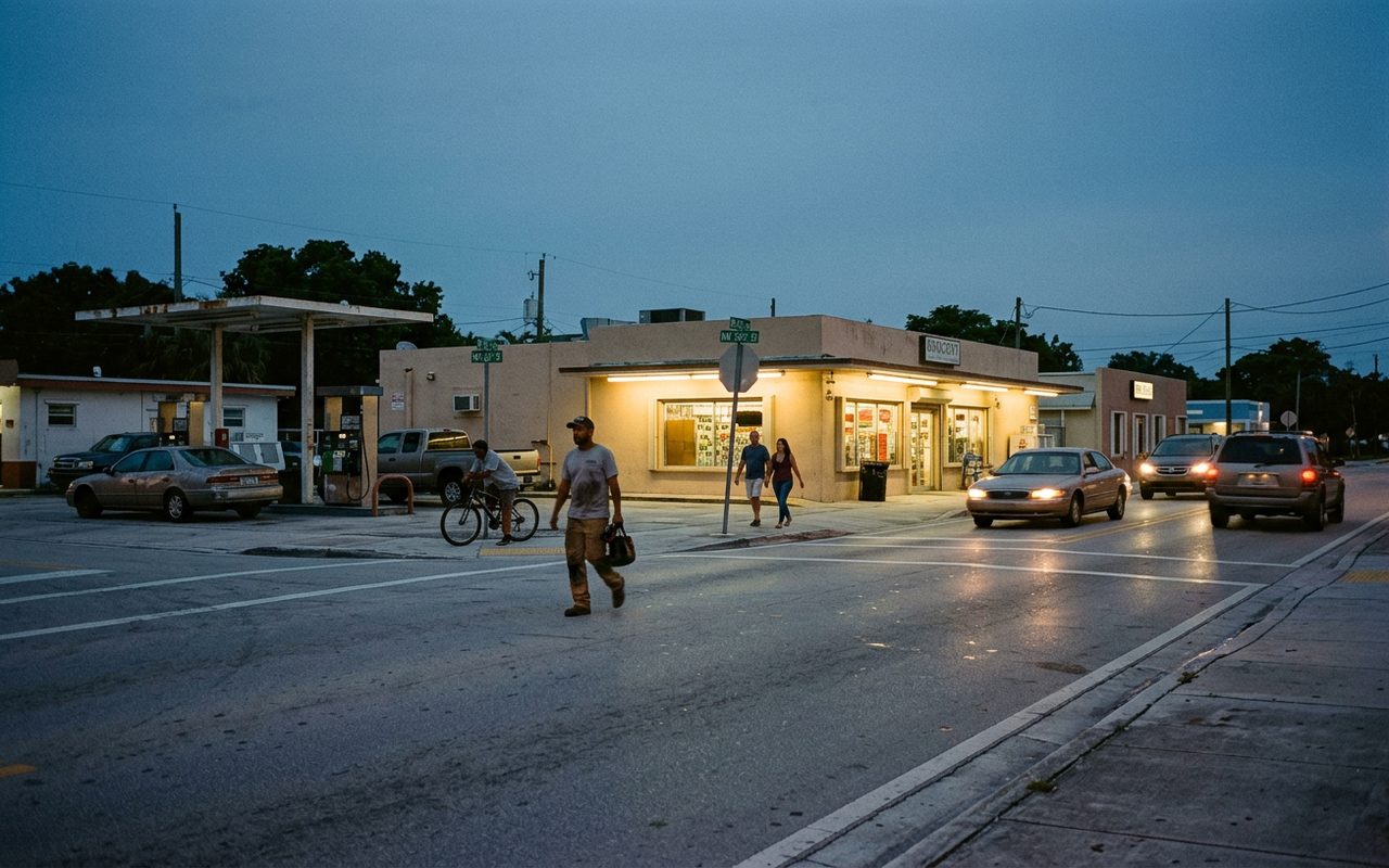 Street advertising setting typical of Virginia Gardens, Miami-Dade County