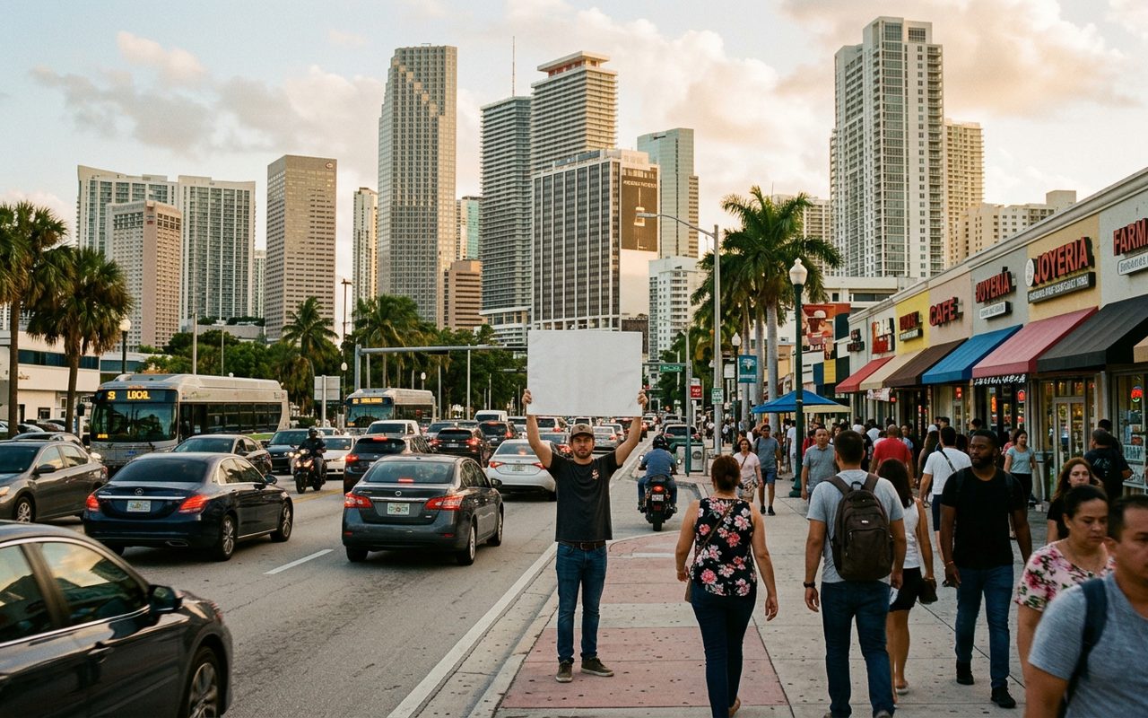 Street advertising setting typical of Miami, Miami-Dade County