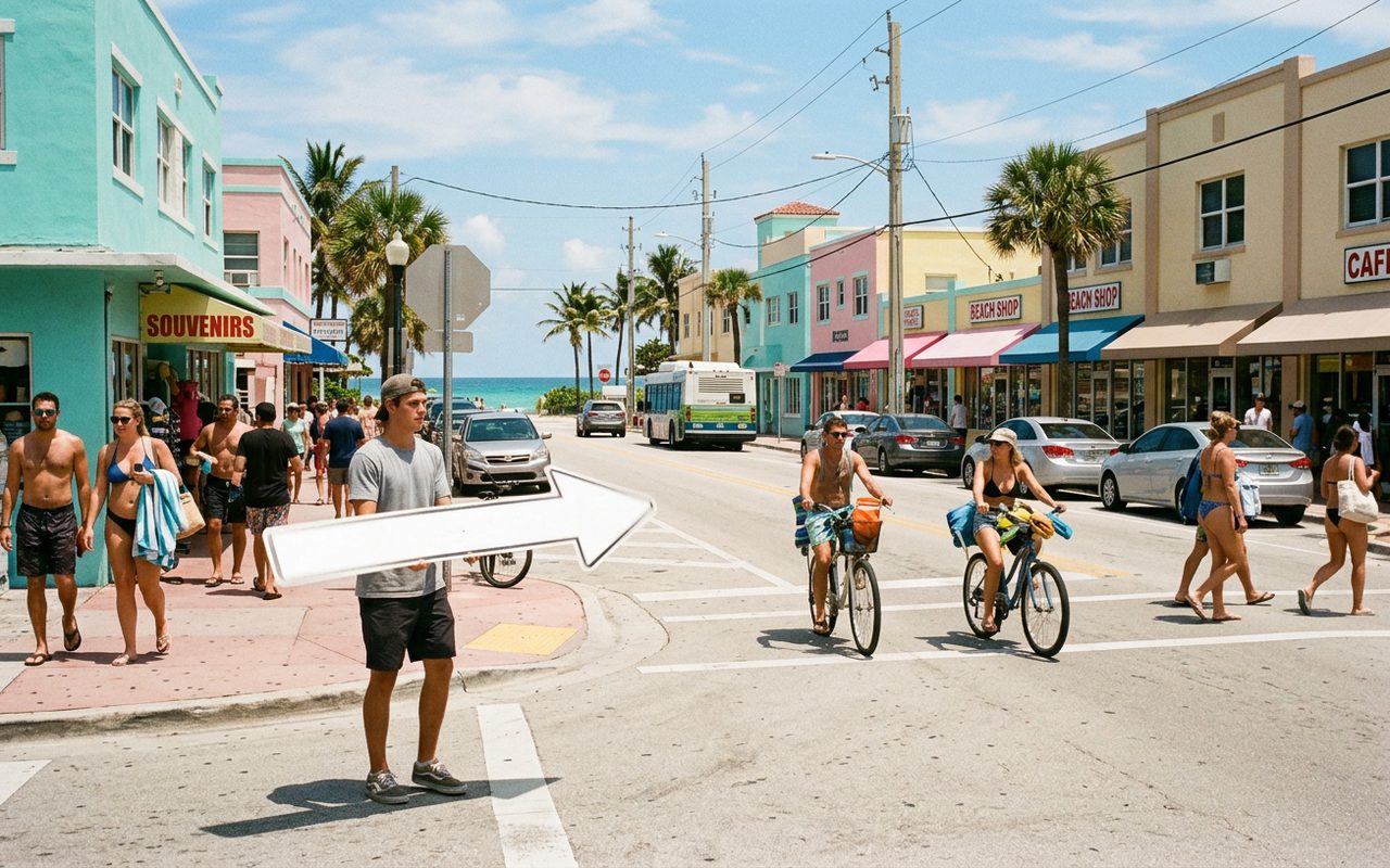 Street advertising setting typical of Sunny Isles Beach, Miami-Dade County