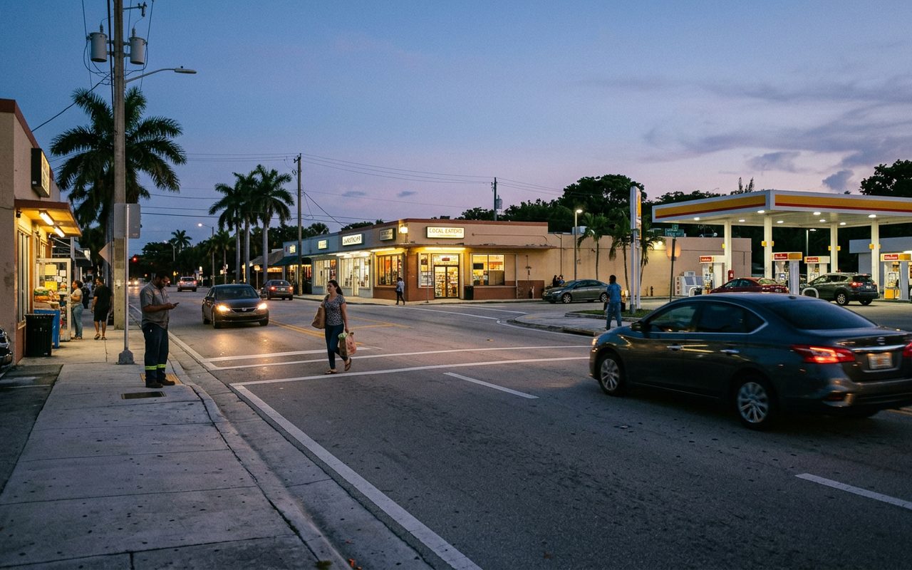 Street advertising setting typical of Indian Creek, Miami-Dade County