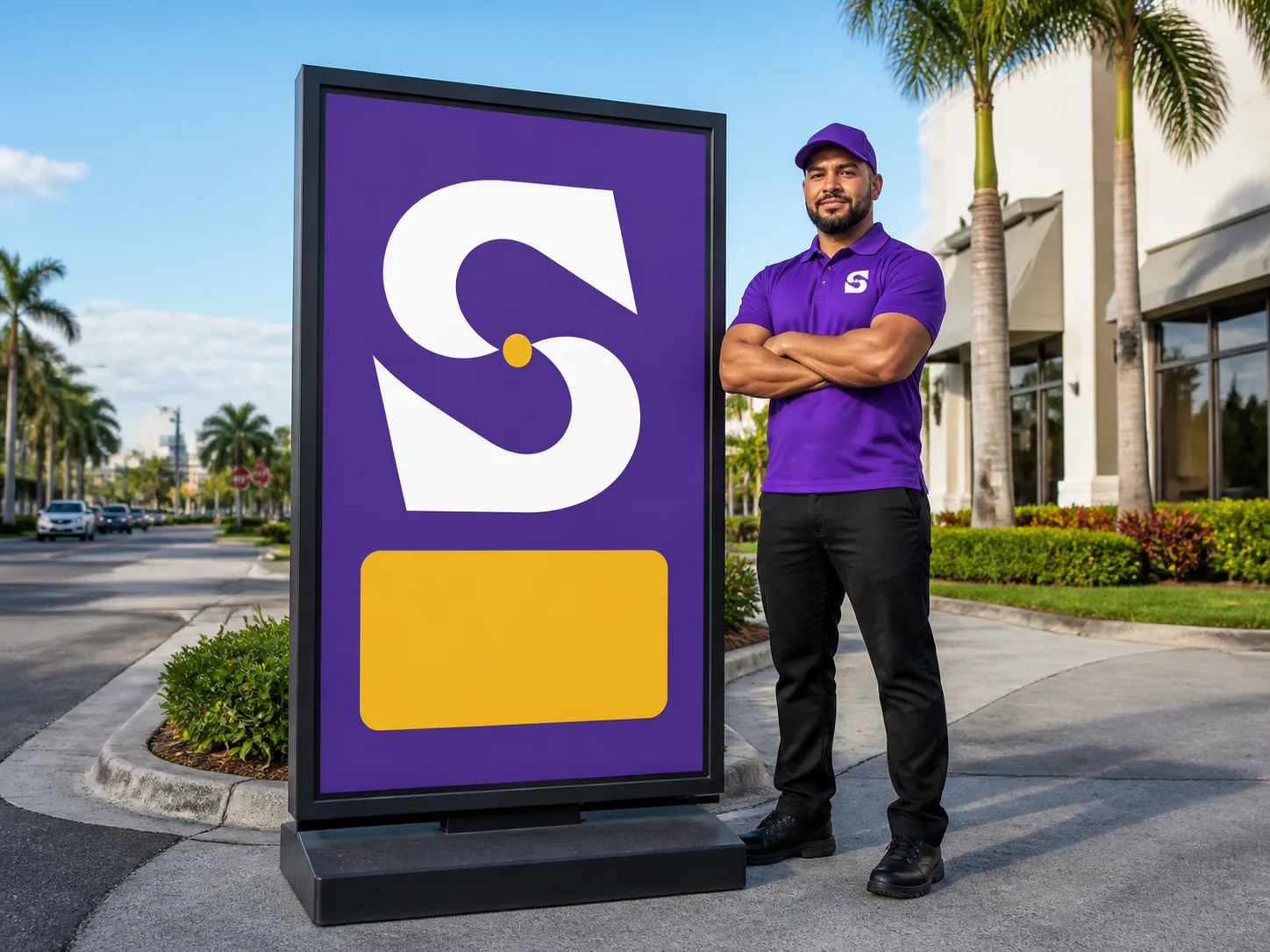 Jumbo Signs format shown completely in a South Florida business setting