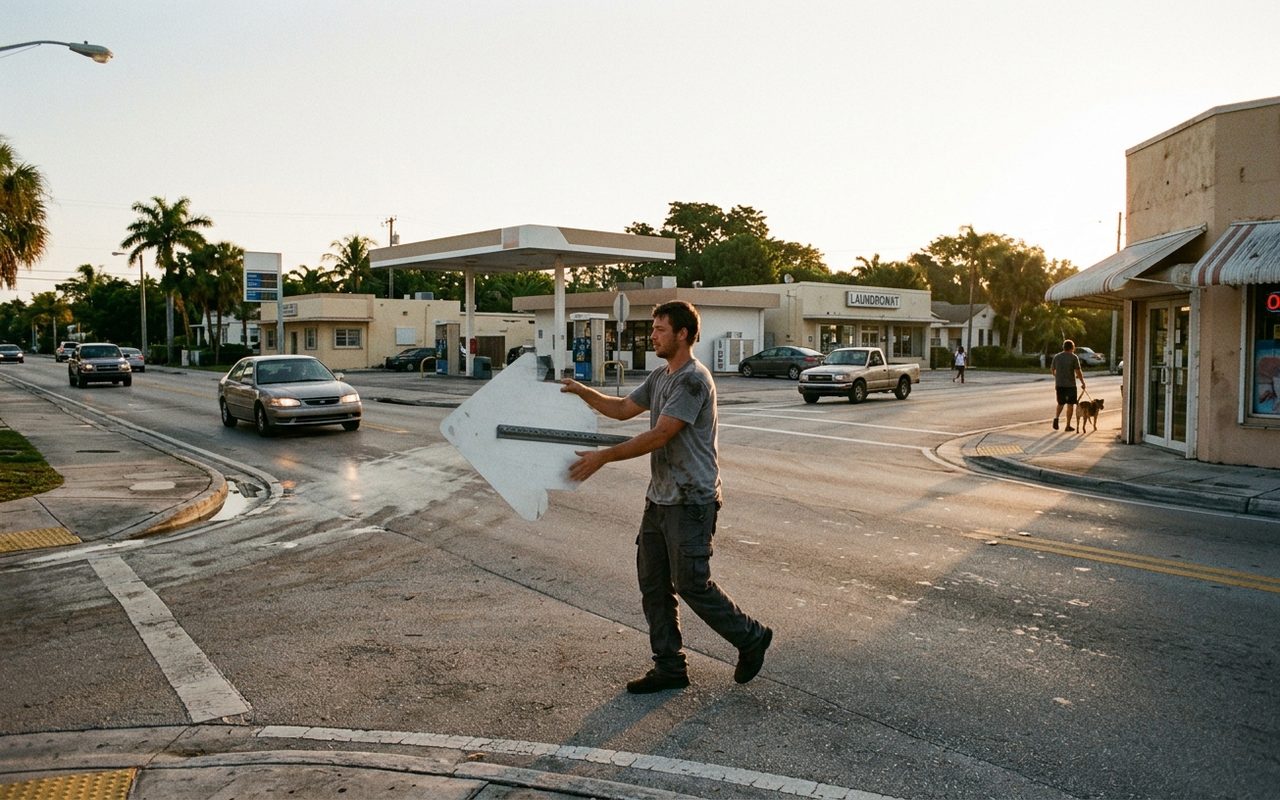 Street advertising setting typical of Miami Shores, Miami-Dade County