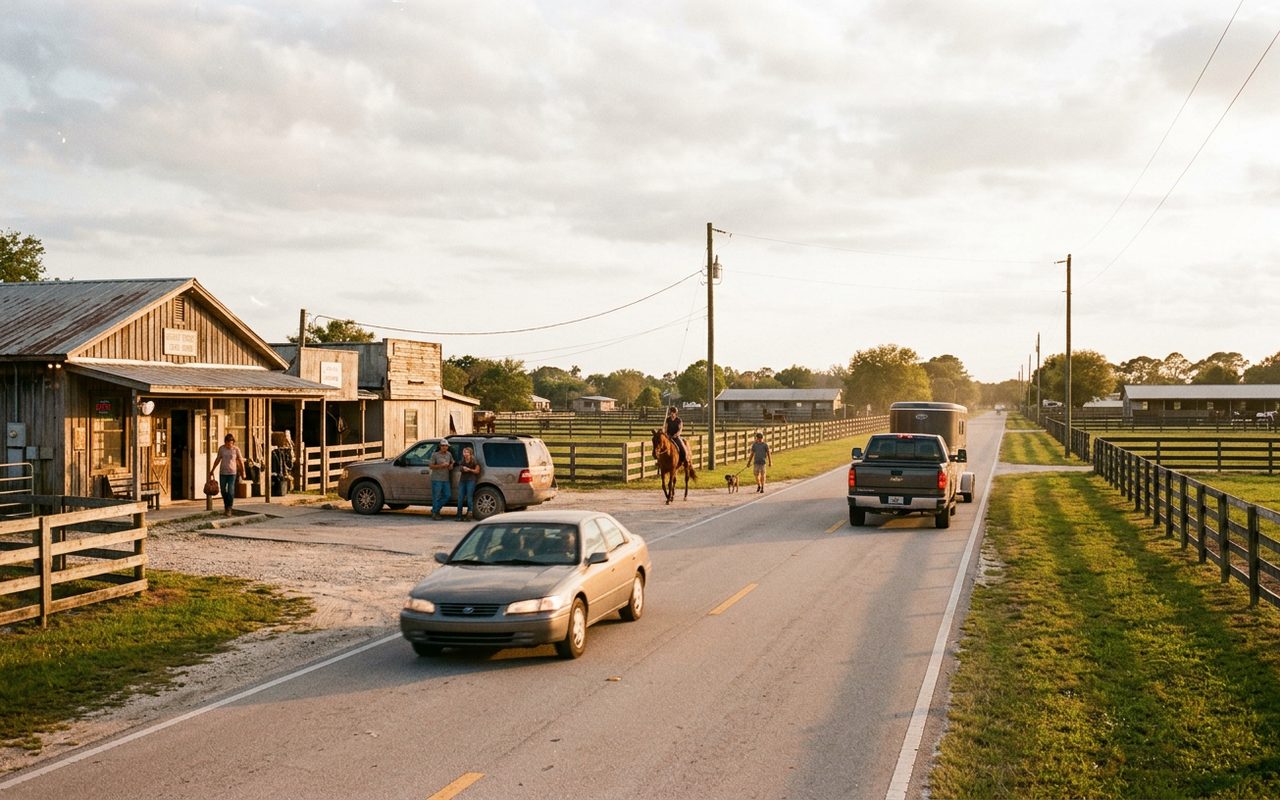 Street advertising setting typical of Wellington, Palm Beach County