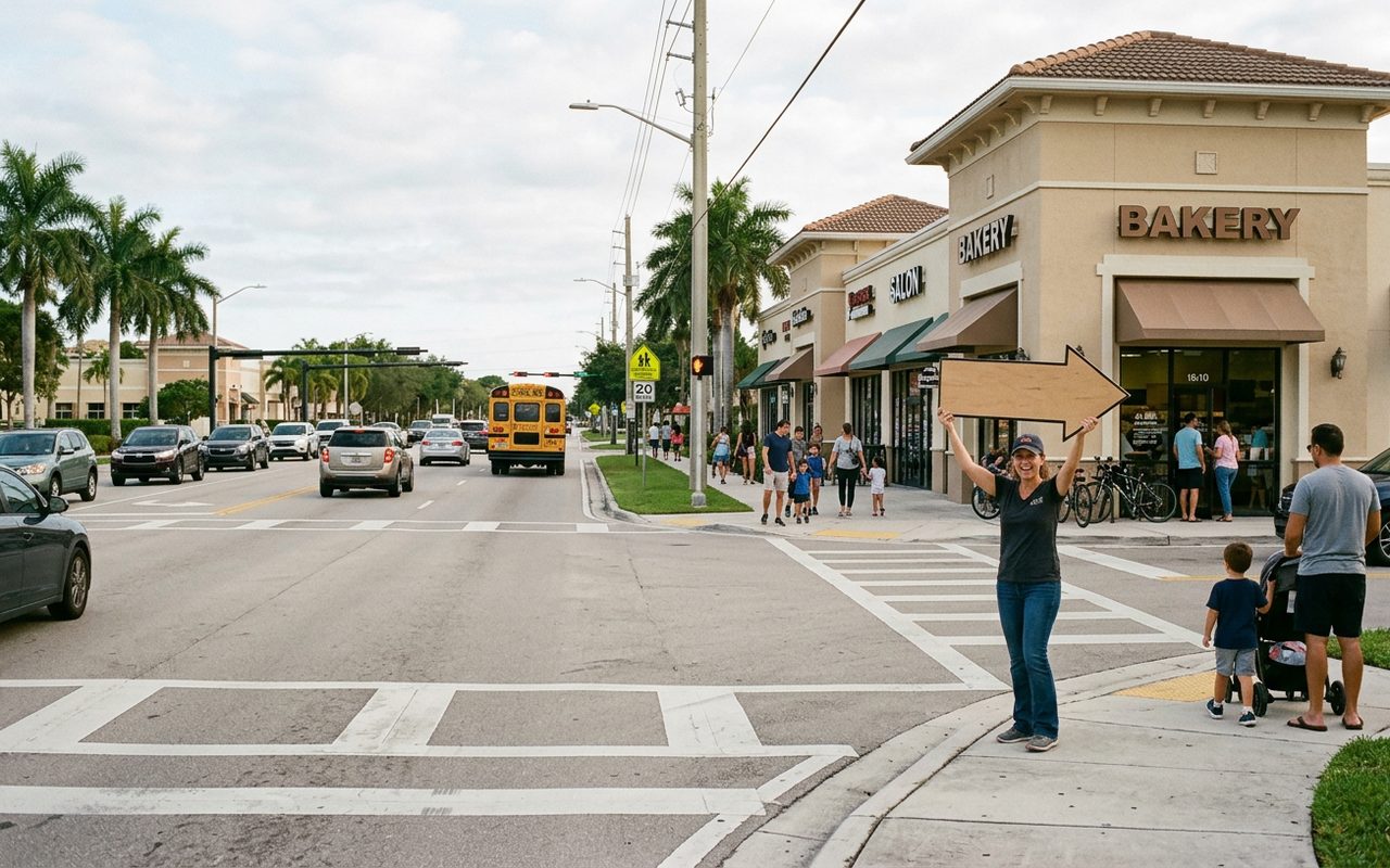 Street advertising setting typical of Weston, Broward County
