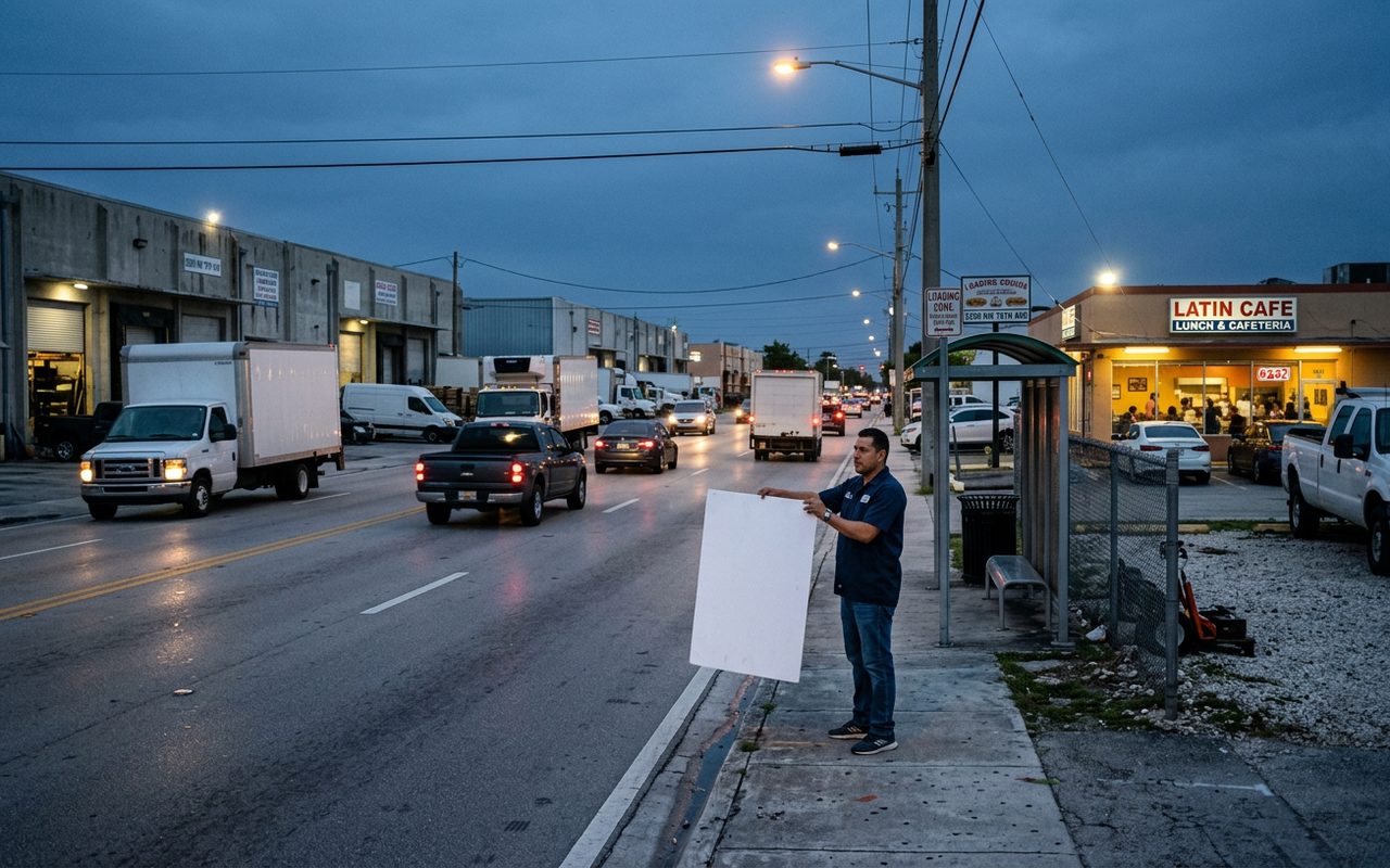 Street advertising setting typical of Doral, Miami-Dade County