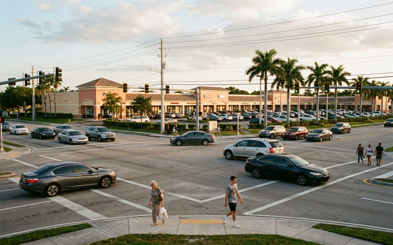 Street setting near Plantation, Broward County