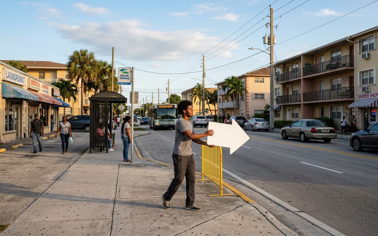 Street advertising setting typical of Palm Springs, Palm Beach County
