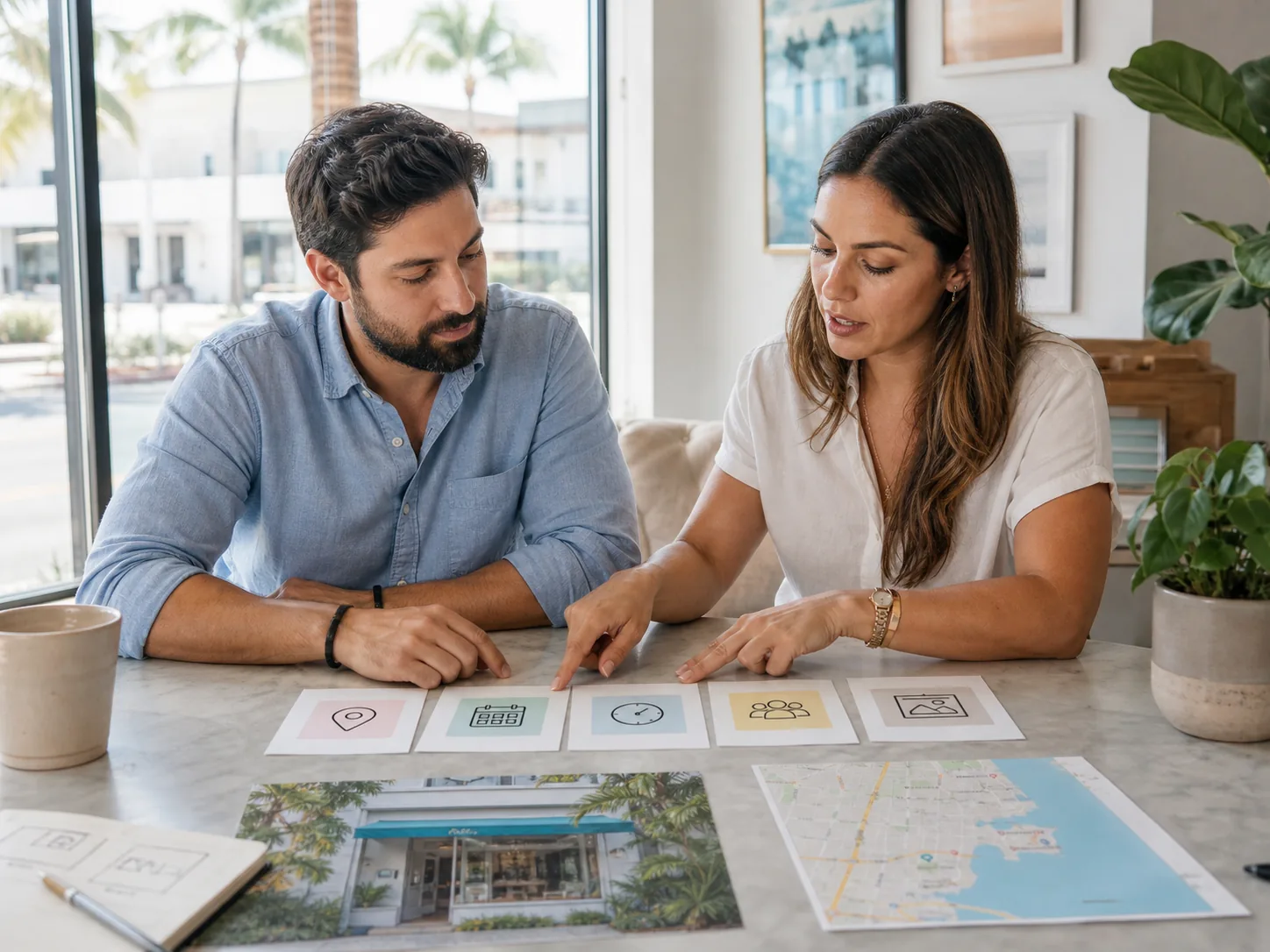 Owner and coordinator reviewing the location, time, people, and artwork behind a quote