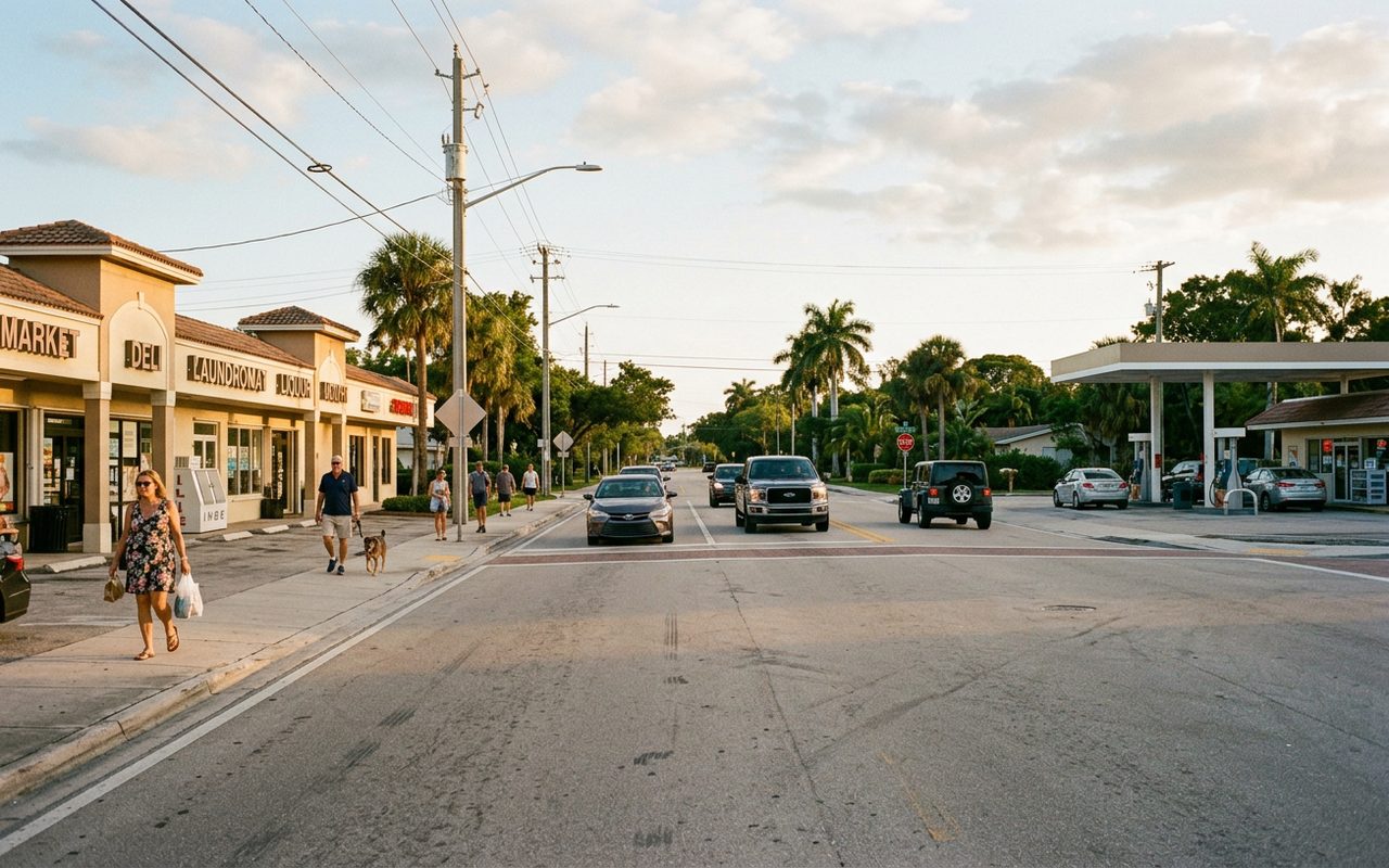 Street advertising setting typical of Sea Ranch Lakes, Broward County
