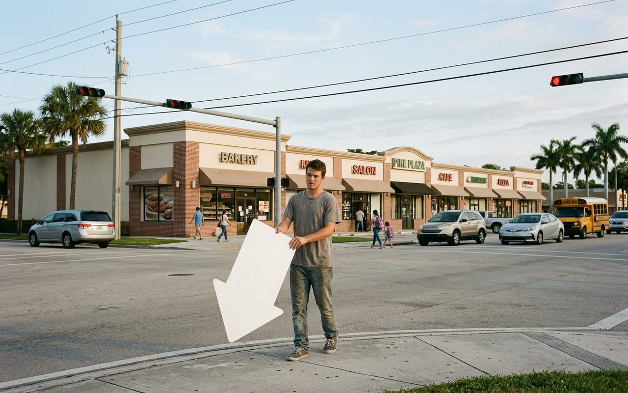 Street advertising setting typical of Cooper City, Broward County