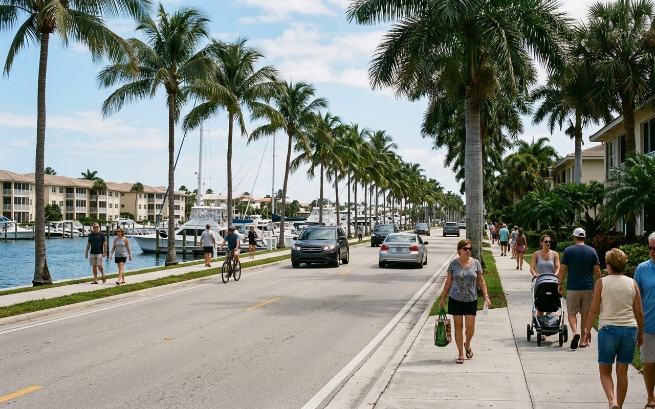 Street advertising setting typical of Tequesta, Palm Beach County