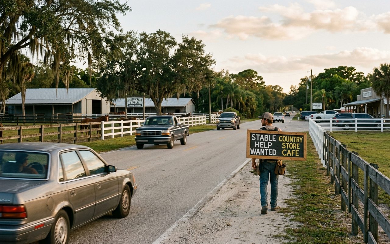 Street advertising setting typical of Southwest Ranches, Broward County