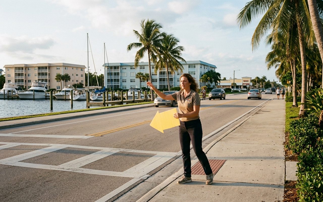 Street advertising setting typical of North Palm Beach, Palm Beach County