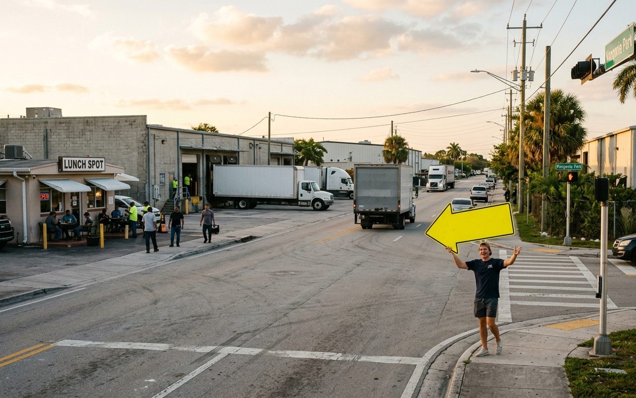 Street advertising setting typical of Mangonia Park, Palm Beach County