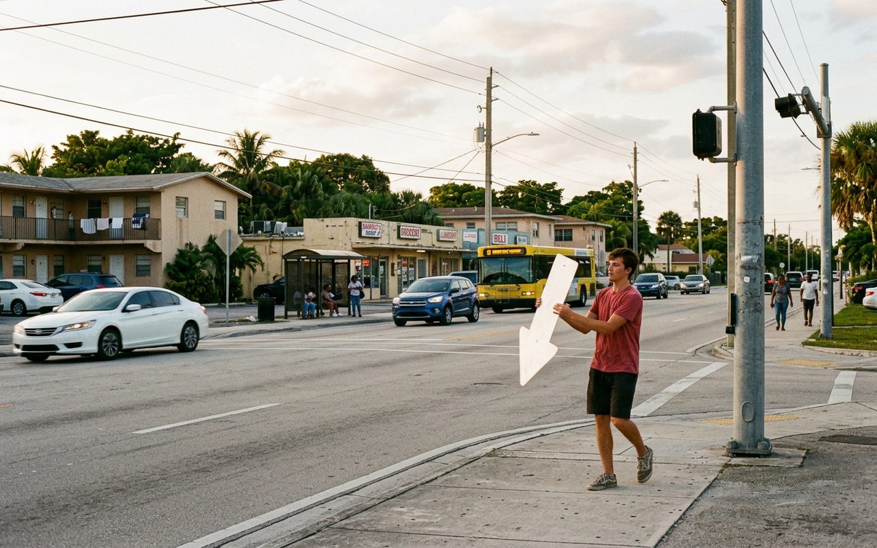 Street advertising setting typical of Margate, Broward County