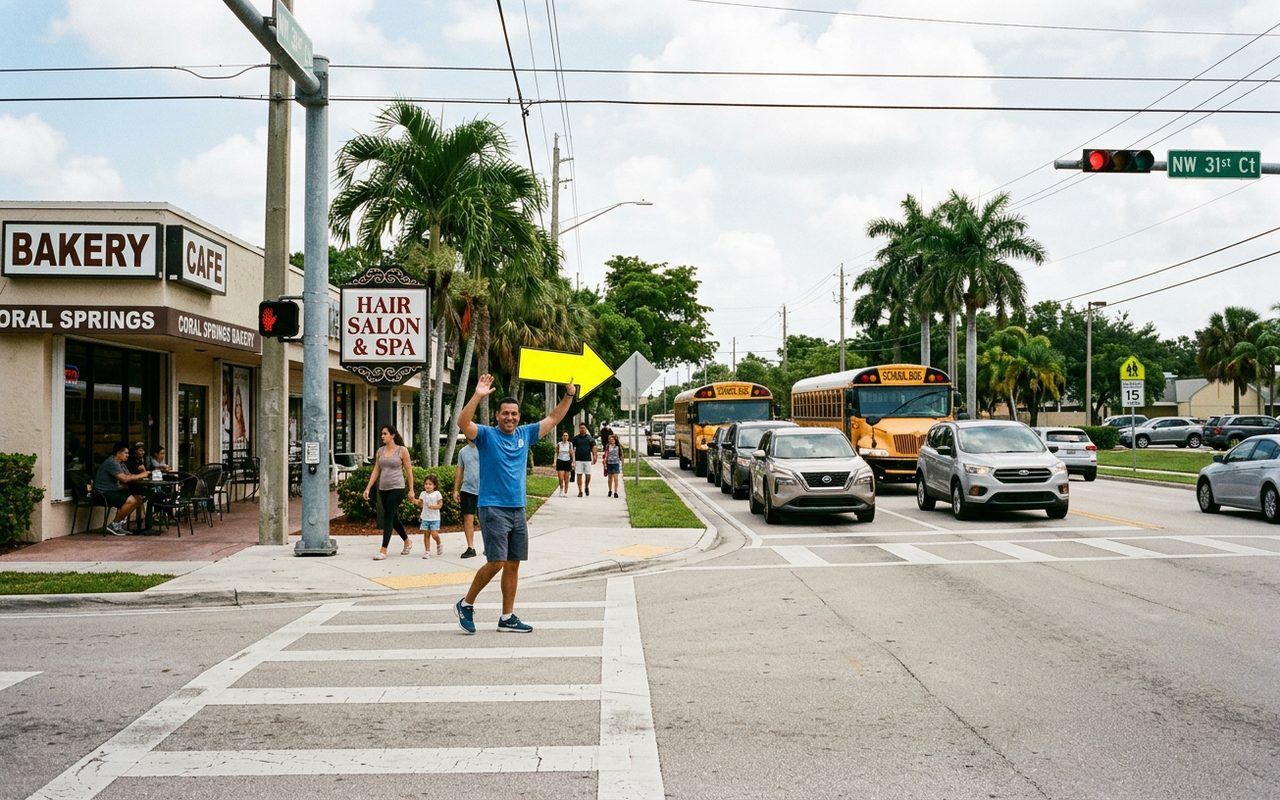 Street advertising setting typical of Coral Springs, Broward County