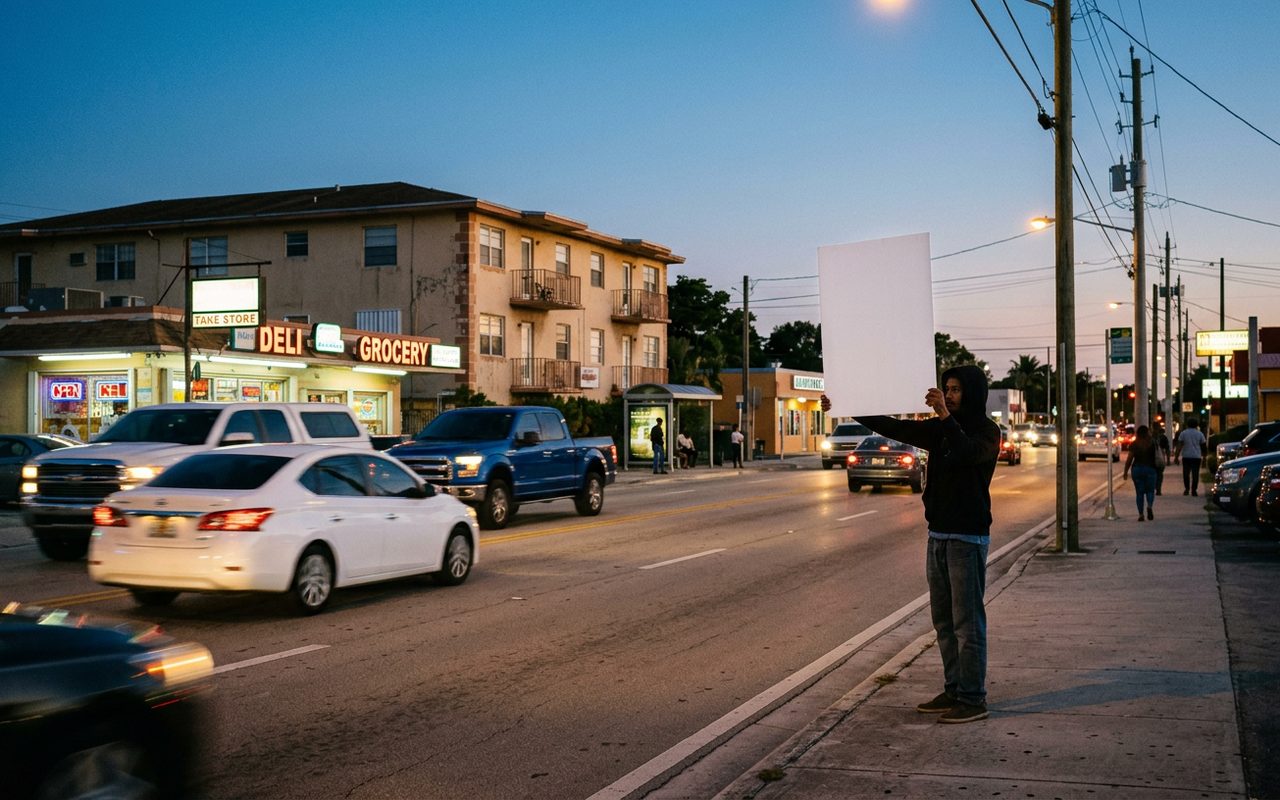 Street advertising setting typical of North Miami, Miami-Dade County