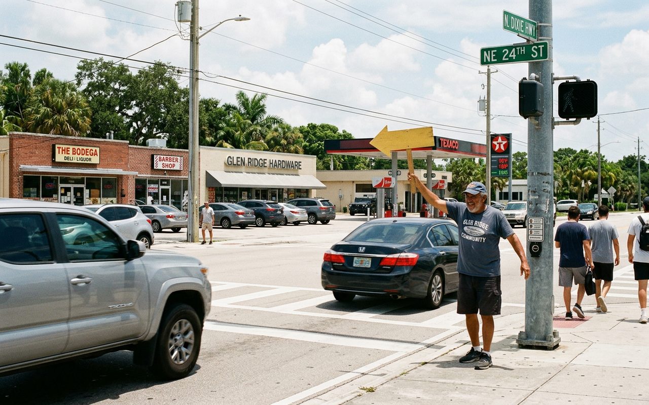Street advertising setting typical of Glen Ridge, Palm Beach County