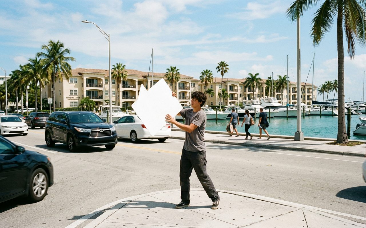 Street advertising setting typical of North Bay Village, Miami-Dade County