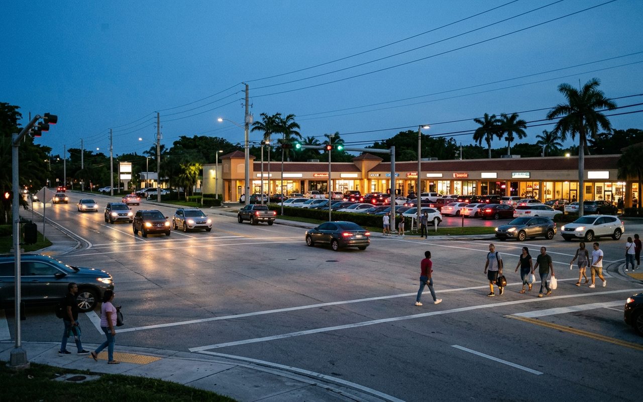 Street advertising setting typical of South Miami, Miami-Dade County