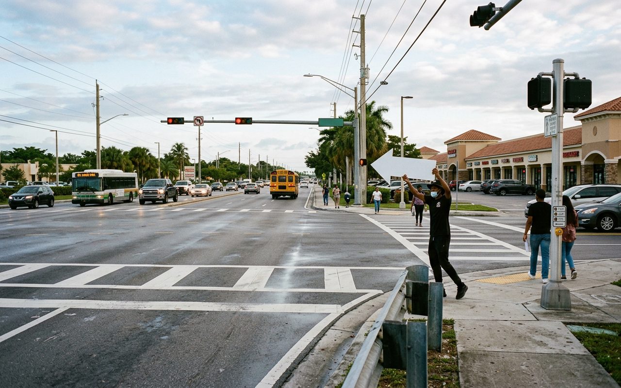 Street advertising setting typical of Miramar, Broward County