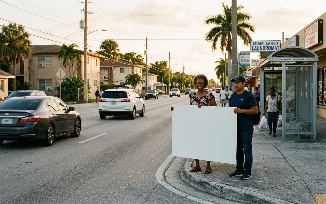 Street advertising setting typical of West Park, Broward County