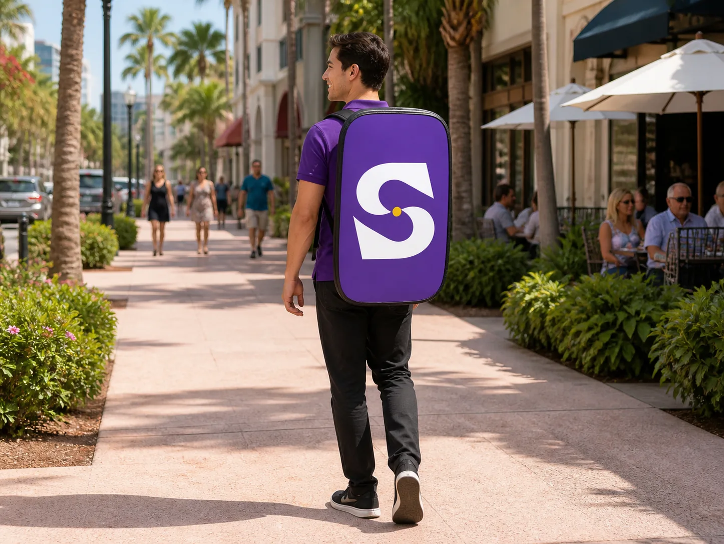Backpack Boards format shown completely in a South Florida business setting