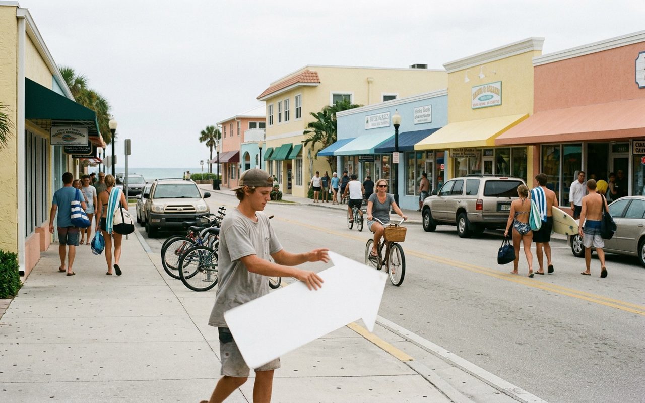 Street advertising setting typical of Jupiter, Palm Beach County