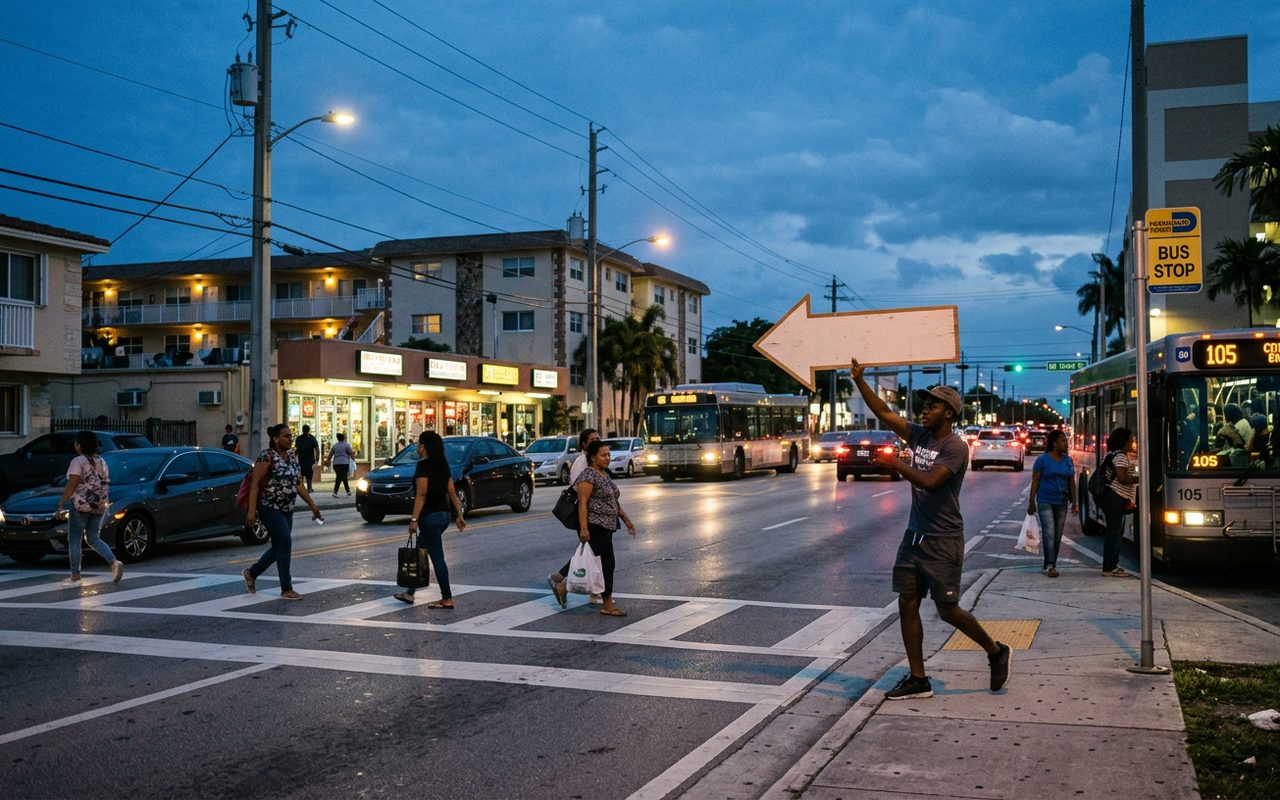Street advertising setting typical of North Miami Beach, Miami-Dade County