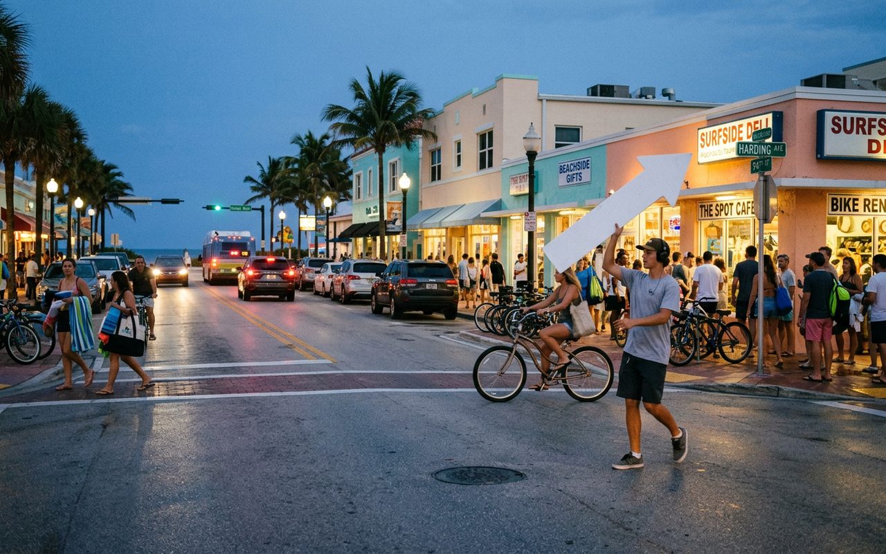 Street setting near Surfside, Miami-Dade County