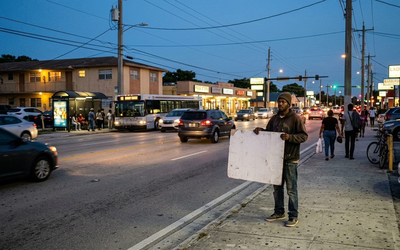 Street advertising setting typical of North Lauderdale, Broward County