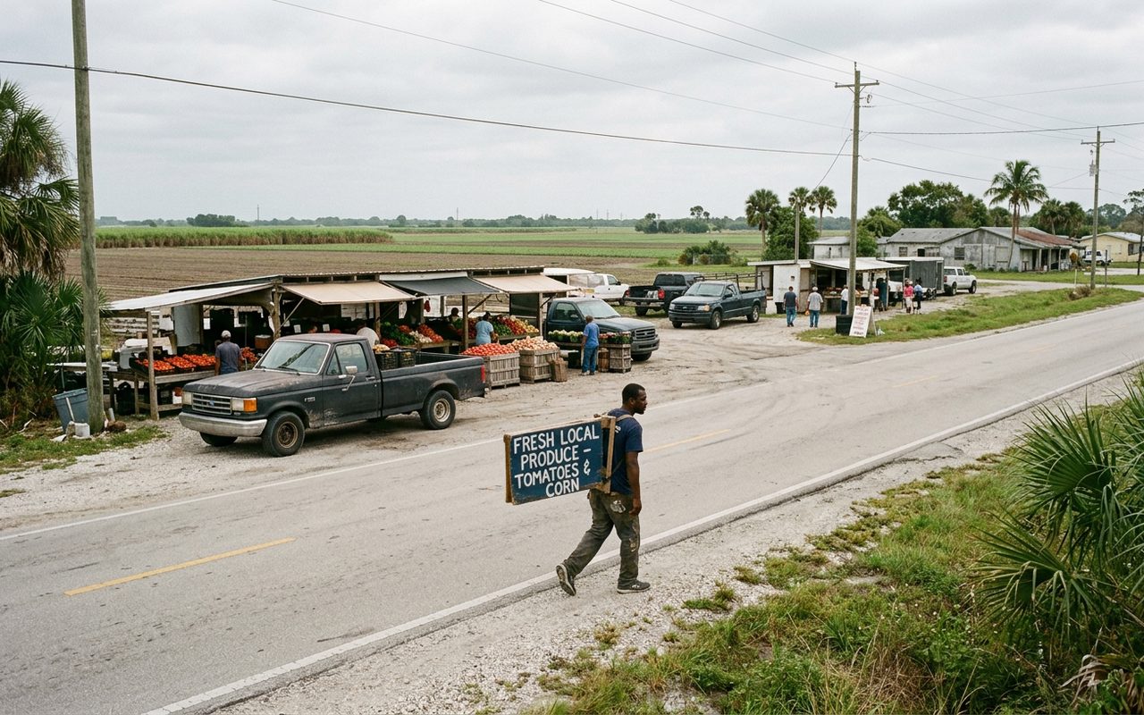 Street advertising setting typical of Pahokee, Palm Beach County