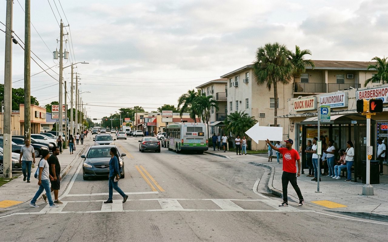 Street advertising setting typical of Miami Gardens, Miami-Dade County