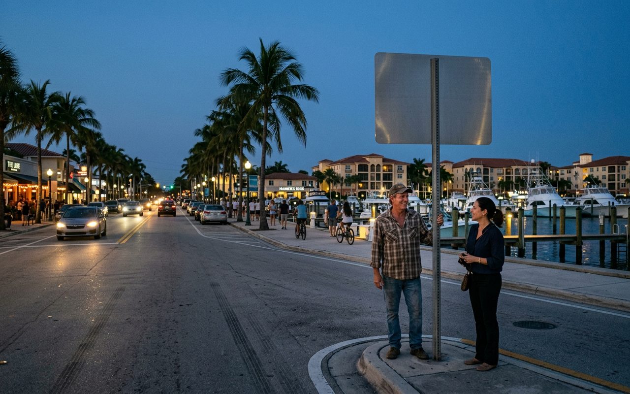 Street advertising setting typical of Hypoluxo, Palm Beach County