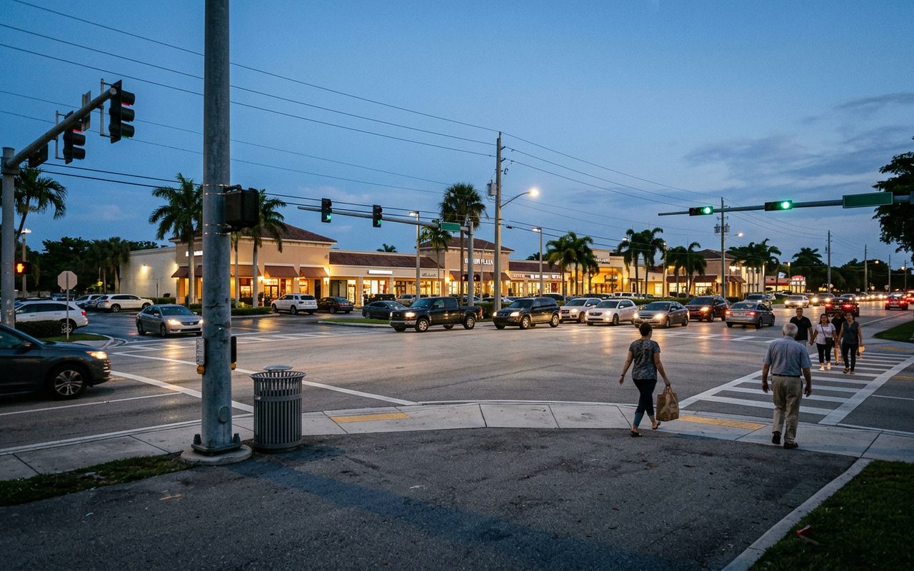 Street advertising setting typical of Boca Raton, Palm Beach County