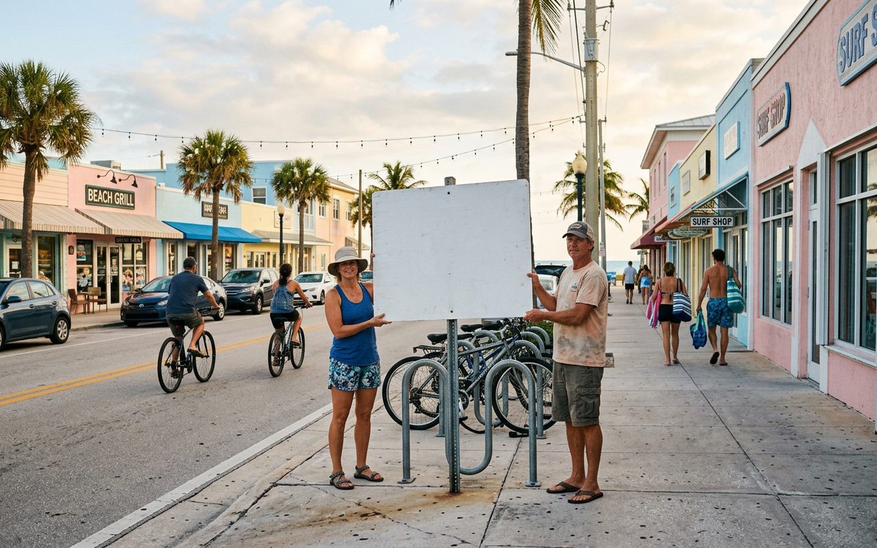 Street advertising setting typical of Lake Park, Palm Beach County