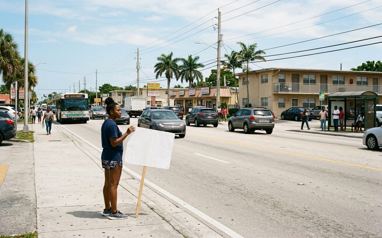 Street advertising setting typical of Lauderdale Lakes, Broward County