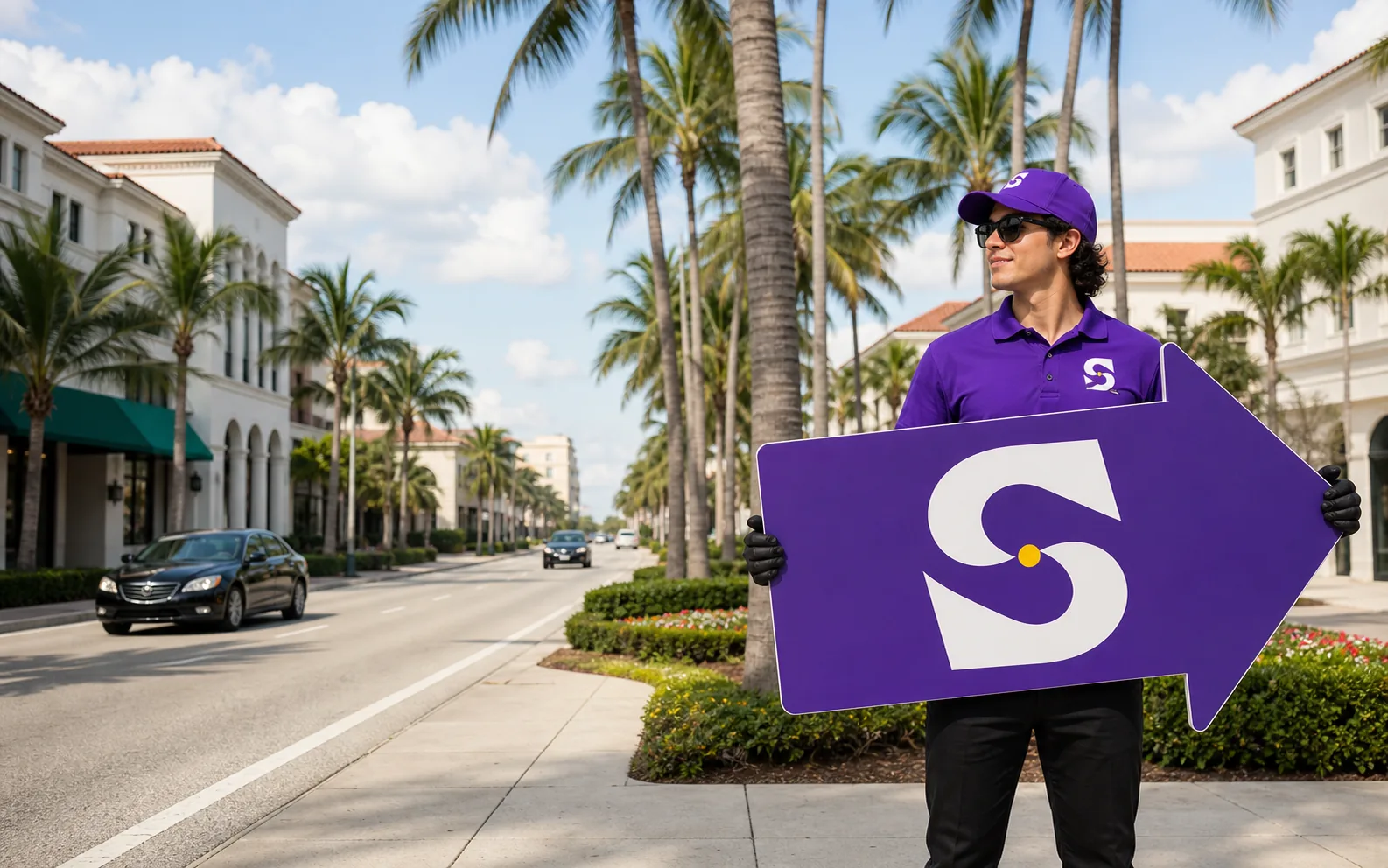 Street advertising setting in Palm Beach County