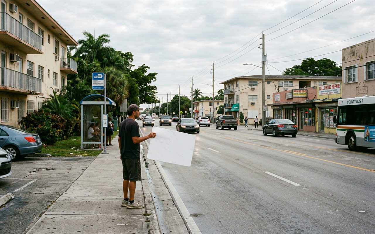 Street advertising setting typical of West Miami, Miami-Dade County